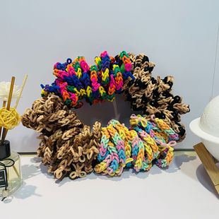 Two yuan Color Braided hair band color leather band ins girl hair ring cute elastic hair rope ball head rope