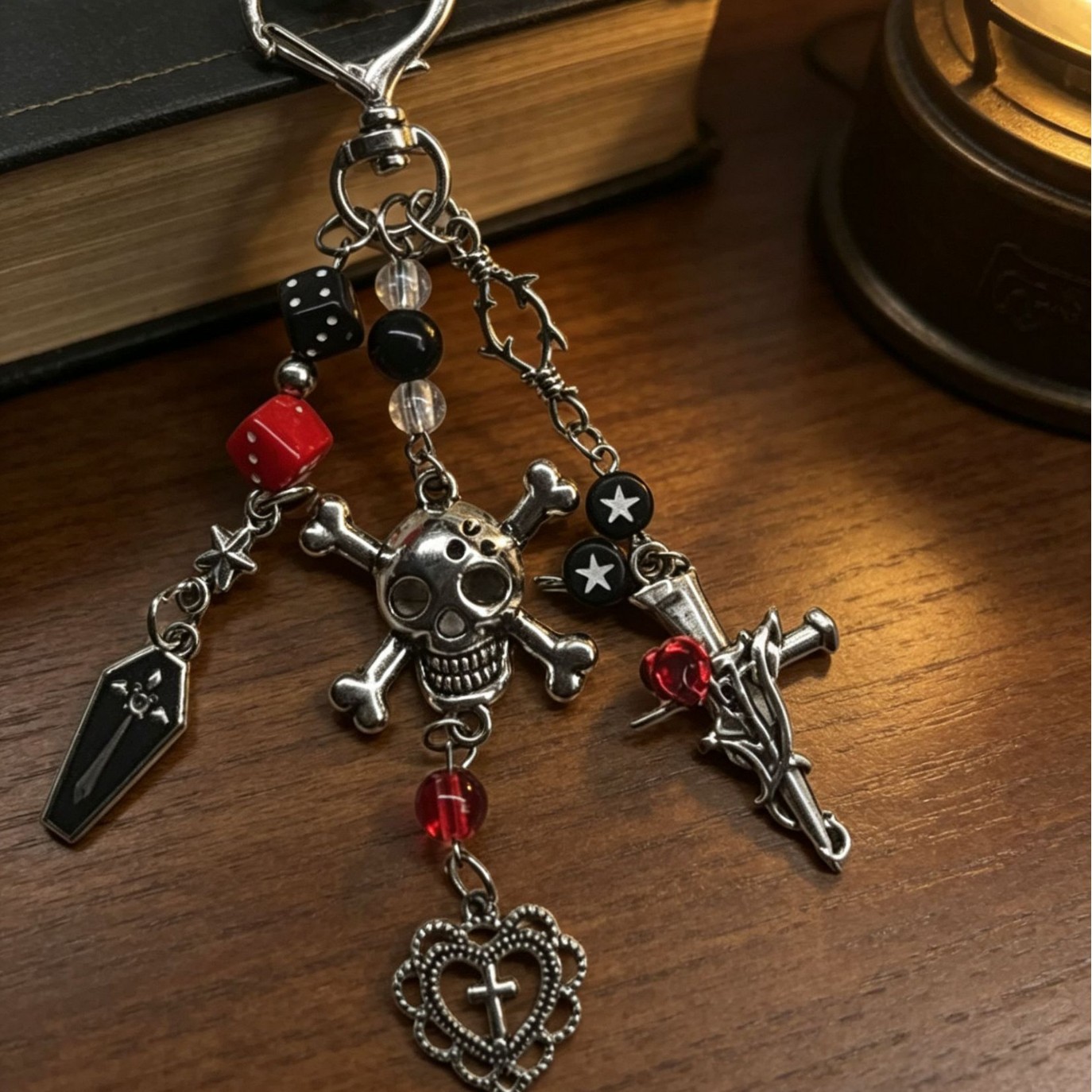 Gothic Style Retro Skull Cross Pendant Keychain Halloween Gift Sweet Cool Dark Style Bag Charm