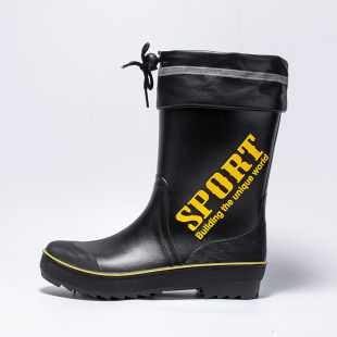 New heightened waterproof mouth rain boots mid-calf men's rubber shoes outdoor indoor wear-resistant waterproof non-slip work fishing car wash