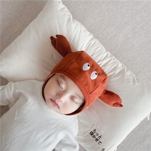 Baby hat 2022 autumn and winter New cartoon crab earmuffs newborn cotton tire cap warm pullover cap