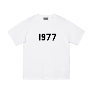 ESSENTIALS ZONE Flocking 1977 Short-sleeved Men's and Women's T-shirts for Couples Loose American High Street Trendy FOG