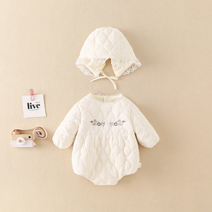 Clearance to pick up the leak 50% fold up baby girl's cotton-padded jumpsuit baby's climbing clothes for autumn and winter