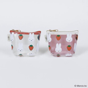 Japanese Miffy Strawberry PVC Translucent Cute Lipstick Cosmetic Bag Small Portable Storage Bag Girl's Jelly Bag