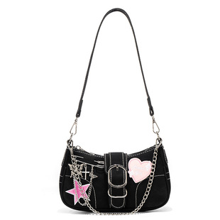 Ins Niche Fashion Love Butterfly Brooch Underarm Bag Women's 2025 New Y2K Hot Girl Locomotive Baguette Bag Women