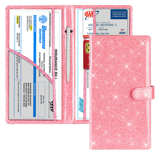 PU buckle leather card case car registration certificate insurance policy leather case insurance folder car insurance policy protective case