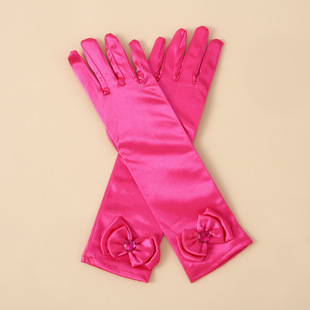 Cross-border Europe and the United States best selling superimposed bow ice and snow Aisha children's stage performance princess dress accessories satin gloves