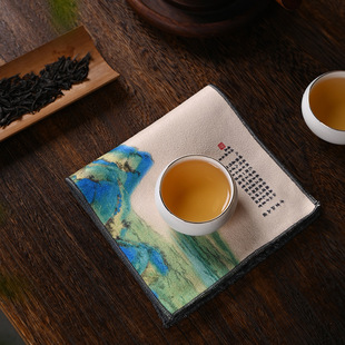 Chinese Style Tea Towel Thickened Absorbent Towel Zen Tea Cloth Tablecloth Household Rag Kung Fu Tea Set Accessories Vintage Tea Mat
