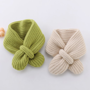 Korean style baby scarf baby autumn and winter warm scarf 6-12 Months 3-6 years old knitted wool cross towel