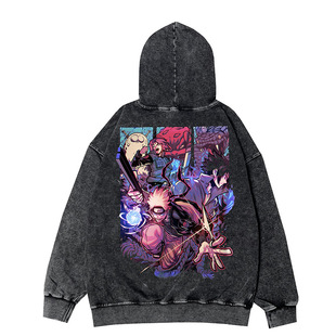 Наруто Ninja oversize High Street Японский мультфильм аниме вымытые старые прямые спрей осенние и зимние свободные куртки с капюшоном