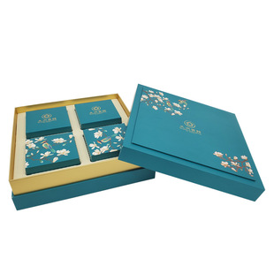Mid-Autumn Festival Gift Box Set Source Manufacturer Customized New Mooncake Box Three-In-One Heaven and Earth Cover Mooncake Gift Box