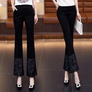 Guofeng Pants Retro Micro-pants 2025 Trendy Western Style Casual Chinese Buckle Elastic Slim Women's Pants