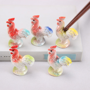 Rooster Ornaments Small Rooster Ceramic Crafts Rooster Chopsticks Holder Pen Holder Home Garden Potted Plant Decoration Small Ornaments