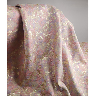 Pink Broken Gold Oil Painting Three-Dimensional Texture Jacquard Fabric Bump Embossed Skirt Jacket Clothing Designer Fabric
