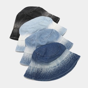 Denim Fisherman Hat 2023 New Korean Style Contrast Color Washed Vintage Basin Hat Women's Trendy Spring and Summer Outdoor Sunscreen Sunshade Hat