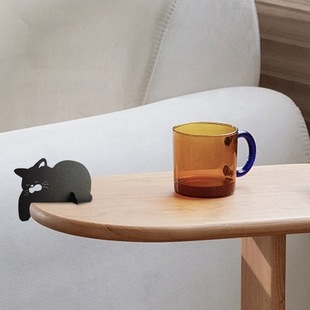 New Fun Sleeping Cat Desktop Ornaments Mini Cartoon Black Cat Silhouette Table Decorative Wooden Crafts