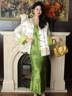[Tang Zhibu] Sling dress Embossed New Slim High-end Sense Base Wear Long Dress