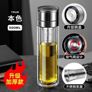Silicone Men's Tea Cup with One-Click Opening Glass Water Cup for Men 2025 New High Boron Cup Anti-Fall and Explosion-Proof Tea Cup