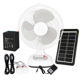 Southeast Asia Explosions Solar Fan AC DC Charging Fan Desktop Household 12-inch Foreign Trade suit with Light