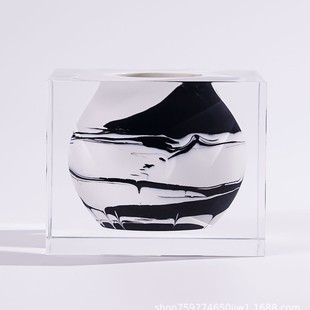 Light Luxury High-grade Acrylic Vase Transparent Ceramic Glass Ornaments Living Room Crystal Flowers Flower Pot Plastic Wholesale