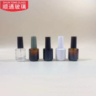 Factory wholesale nail polish bottle 15ML glass nail polish glue empty bottle CND Nail Polish glue bottle phototherapy glue matte black