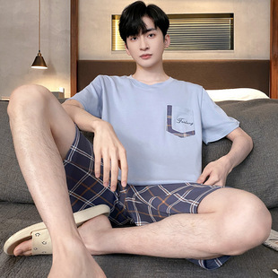 Imitation Cotton Pajamas Men's Summer Thin Short-sleeved Shorts Large Size Casual Simple Men's Summer Home Suit