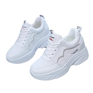 Inner Heightened Torre Shoes Women's All-match Spring and Autumn Leather White Shoes 2024 New Thick Sole sneaker for Children
