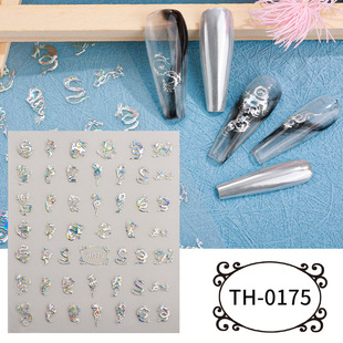 Zhengxiang новые лазерные наклейки для ногтей личность DIY наклейки для ногтей оптом 3D буквенные линии OEM пользовательские наклейки для ногтей