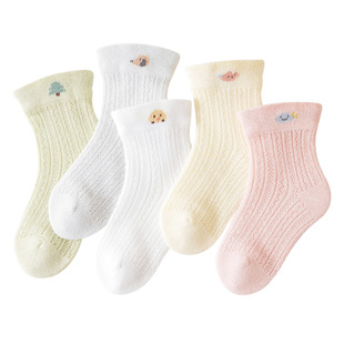 Baby Summer Mesh Socks, Breathable, Thin, Cartoon, Cute, Comfortable, Boneless, Chubby Legs, Newborn Mid-Calf Socks