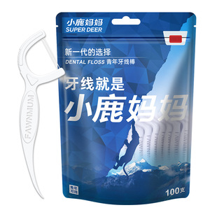 Fawn mother floss floss stick plastic toothpick floss portable Portable Box 100 PCs/bag wholesale