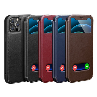 Suitable for iPhone14 leather mobile phone leather case fashion pair suction XR apple 15 window multi-function case 16 protective case