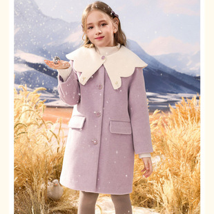 Girls' Woolen Coat Autumn and Winter New Korean Style Western Style Loose Children's Woolen Coat Thickened Cotton Girls' Children's Wear