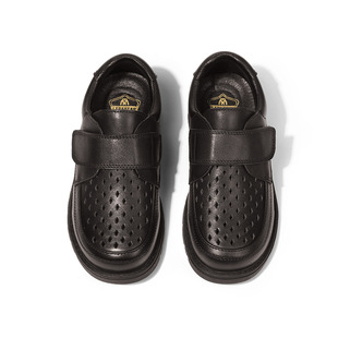 Martin Deer Children's Shoes Spring and Autumn Children's Black Hollow Sandals Performance Student Genuine Leather Soft-soled Velcro Boys Leather Shoes