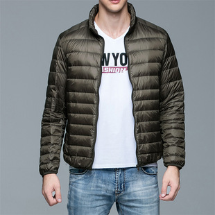 2023 new men's lightweight down cotton-padded coat men's stand collar winter white velvet men's winter warm solid color coat