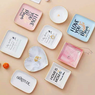 Cross-border Trade Amazon Square Phnom Penh Jewelry Plate Ceramic Tray Gift Box Jewelry Jewelry Plate Mother Gift
