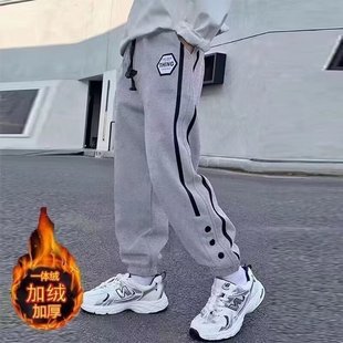 Children's Boys' Pants Spring and Autumn 2024 New Middle-large Children's Autumn Casual Pants Boys Pants fleece-lined Sweetpants