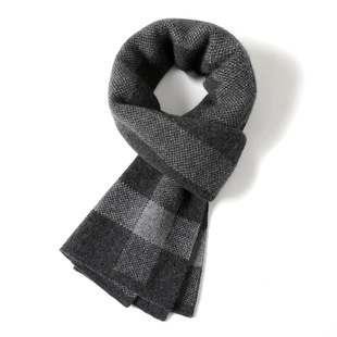 High-End 100% Cashmere Scarf for Men, Plaid Winter Korean Version Versatile Thickened Neck Warmer in Stock Manufacturer