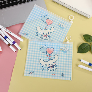 New Merlot Cartoon PE Ring Zipper Bag Creative Frosted Pencil Bag Office Practical Document Storage Bag