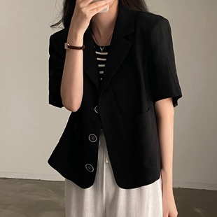 South Korea Chic Elegant Thin Short-sleeved Suit Jacket Women's Summer New High-end Suit Salt Outer Top
