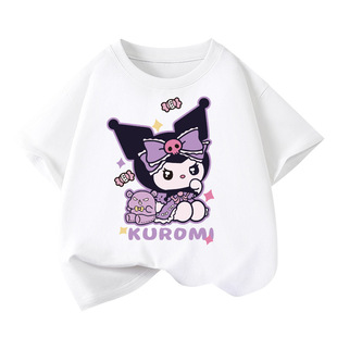 Girls' Short-sleeved T-shirt 2024 New Summer Foreign Style Girls' Children's Wear Kulomi Half-sleeved Loose Cotton Children's Summer Wear