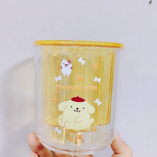 ins Style Transparent Jelly Color Pen Holder Cartoon Rotatable Desktop Pen Holder Cute Girl's Heart Makeup Brush Storage Box