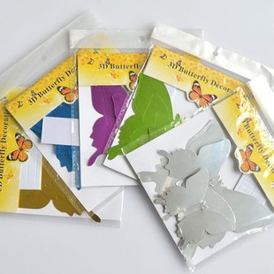 12 3D Mirror Butterfly Sunflower Wedding Holiday Decoration Butterfly Bedroom Living Room Decorative Wall Stickers