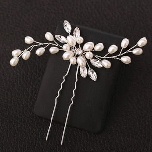 European and American bridal hairpin European and American jewelry wholesale factory direct gold silver bridal pearl headdress