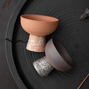 Kongji Zhai Old Rock Mud Mountain Cup Tea Tasting Cup Single Cup small size Master Cup Japanese-style Crude Pottery Tea Cup Kung Fu Tea Set