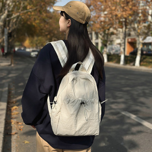Cross-border Men's and Women's Casual Solid Color Backpack New Lightweight Travel Small Backpack Foreign Trade All-match Student Schoolbag Commuter