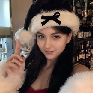 Ze You New Bow Christmas Hat Sweet Cool Hat Winter Girls Plush Warm Hat Christmas Gift Headwear Hat