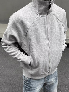 Spring and Autumn New Design Sense Heavy Zipper Cardigan Sweater Men's and Women's Loose High Collar Lapel Coat Men's Top