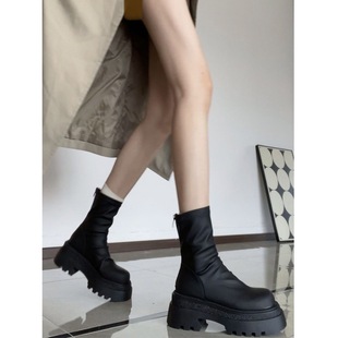 Ankle Boots Women's Thick-soled Stretch Boots Fashion Boots fleece-lined Thickened Heap Boots Small Snow Boots