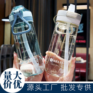 Sports water cup new 2024 plastic cup creative large capacity carry-on cup primary school students transparent sippy cup wholesale
