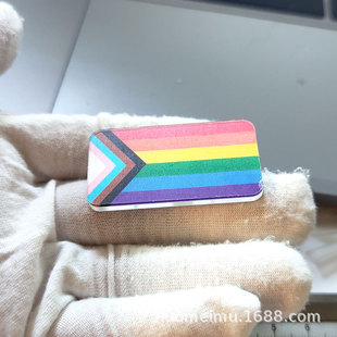 in stock about 4.5CM acrylic rainbow flag brooch pin keychain badge source factory wholesale jewelry