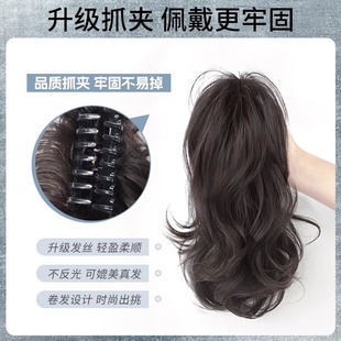 Wig Women's Long Hair Artificial Hair Grab Clip Waterfall Half Tie High Dopamine Braid Hairstyle Fountain Autumn and Winter Artifact Ponytail